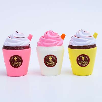 Ice cream cup shaped Simulation relax stress gift Slow Rising decompression Squishy Foam Straw cup PU squeeze toy